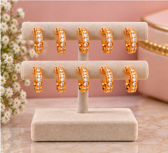 Stylish Crystal Stone Hoop Earrings pack of 6
