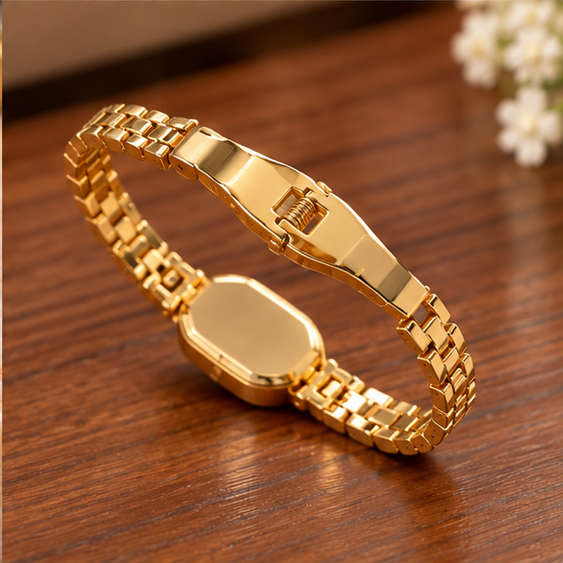 Women’s Gold Watch Style Hand Cuff Bracelet