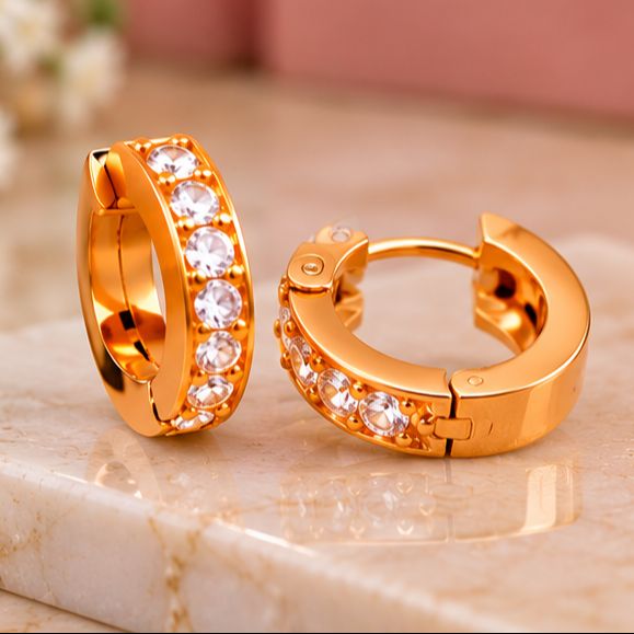 Stylish Crystal Stone Hoop Earrings pack of 1