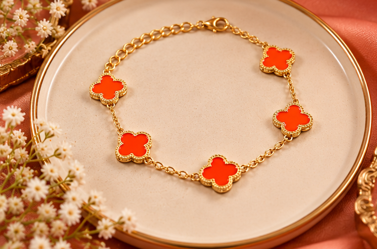 Best Selling Stainless Steel Jewelry Set For Girls | Four Leaf Clover Bracelet For Woman