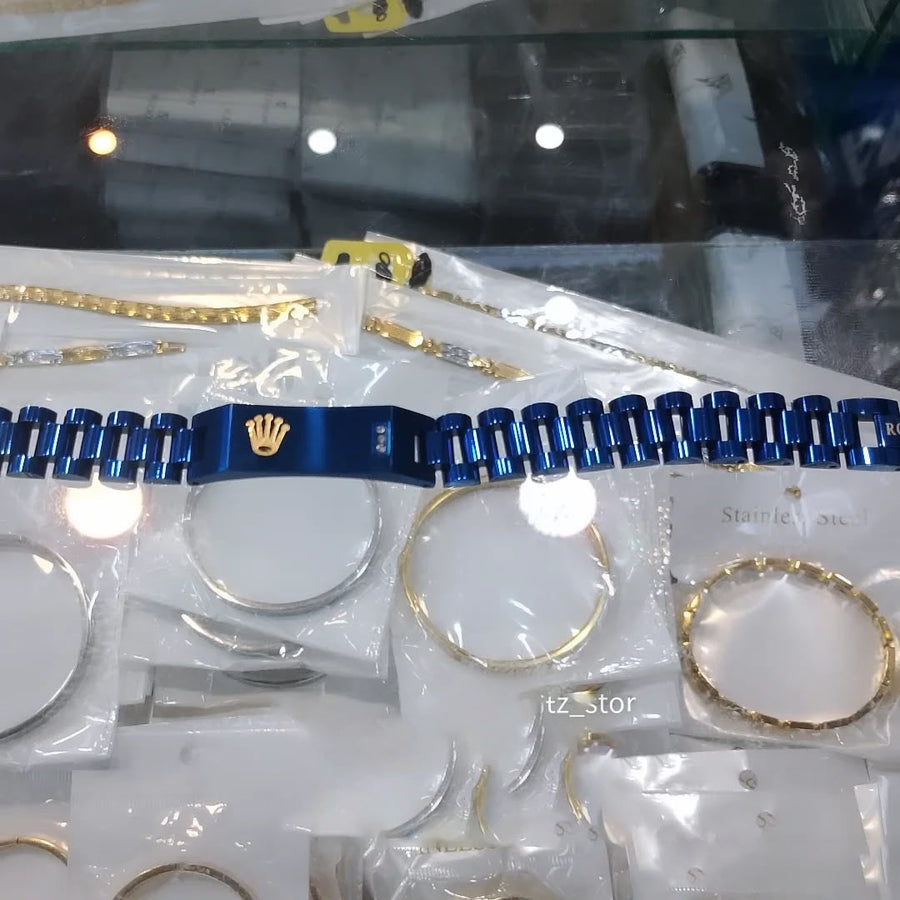 Rolex Men's Blue Stainless Steel Bracelet