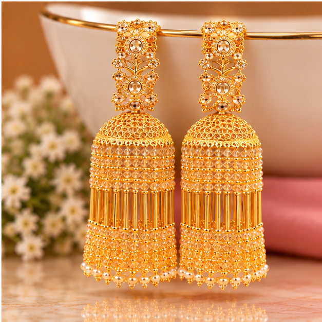 Golden Traditional Bangles with Sparkling Stones