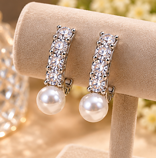 Elegant Stainless Steel Silver Earring Set