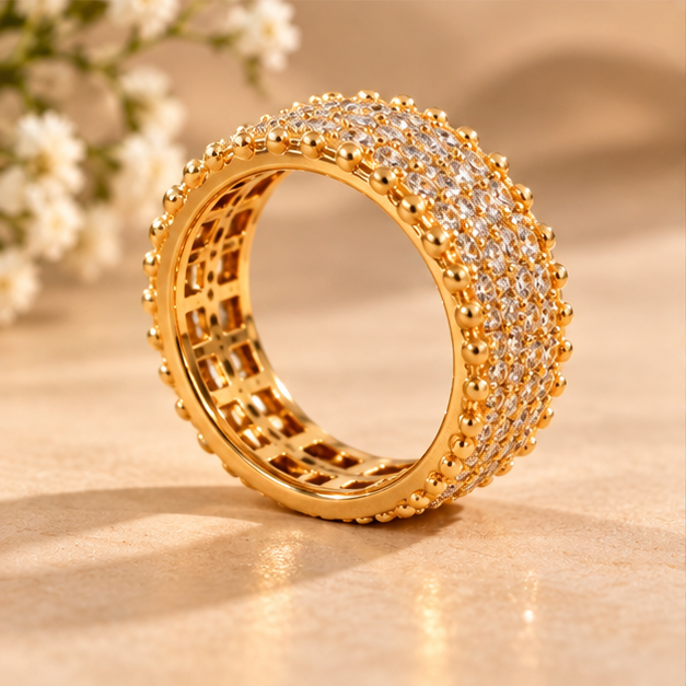 Ring for Women Gold Tone Wide Band