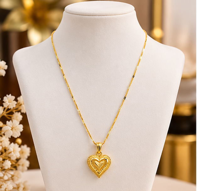 Heart Pendant Necklace for Women Stainless Steel Golden