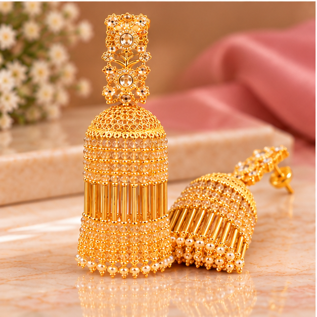 Golden Traditional Bangles with Sparkling Stones