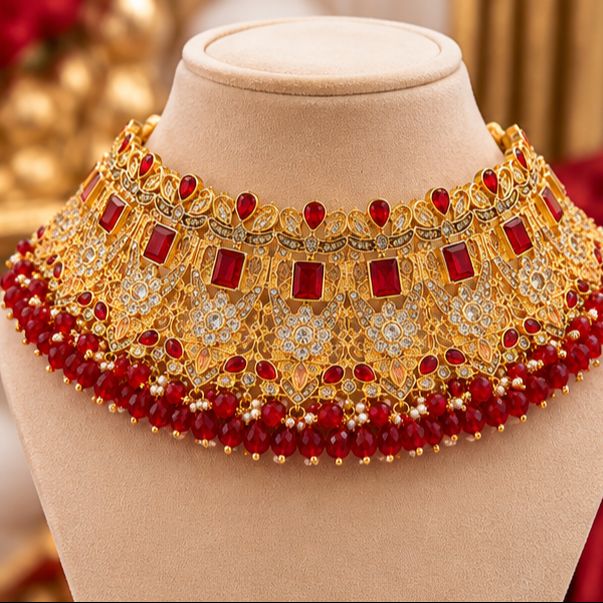 Royal Red Ruby Bridal Jewelry Set