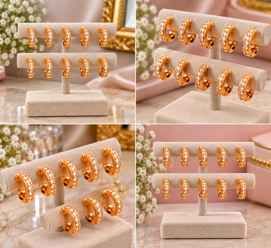 Stylish Crystal Stone Hoop Earrings pack of 6