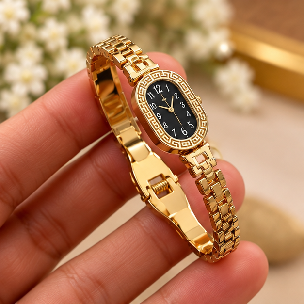 Women’s Gold Watch Style Hand Cuff Bracelet