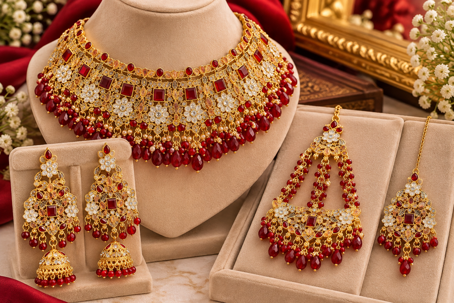 Royal Red Ruby Bridal Jewelry Set