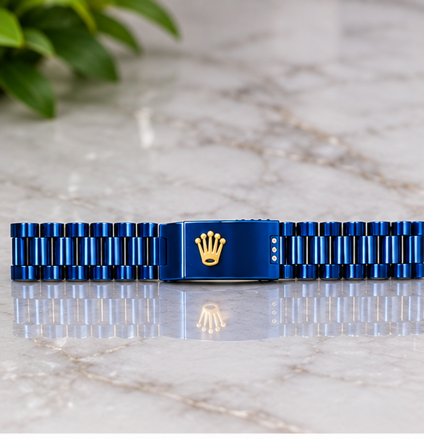 Rolex Men's Blue Stainless Steel Bracelet