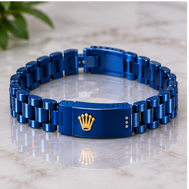 Rolex Men's Blue Stainless Steel Bracelet