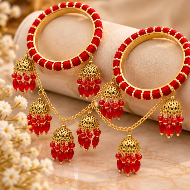 Traditional Bridal Red & Gold Kaleera