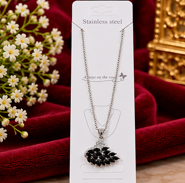 Elegant Swan Stainless Steel Black Necklace