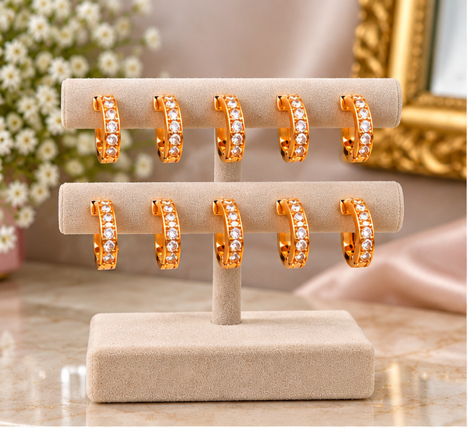 Stylish Crystal Stone Hoop Earrings pack of 6