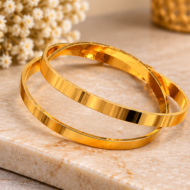 Golden bangles for girls Stainless Steel Kara Set for Women
