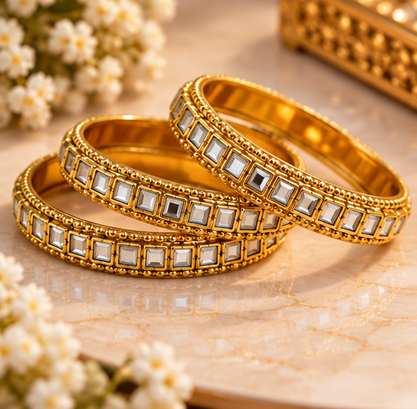 Elegant Kundan Gold Bangles