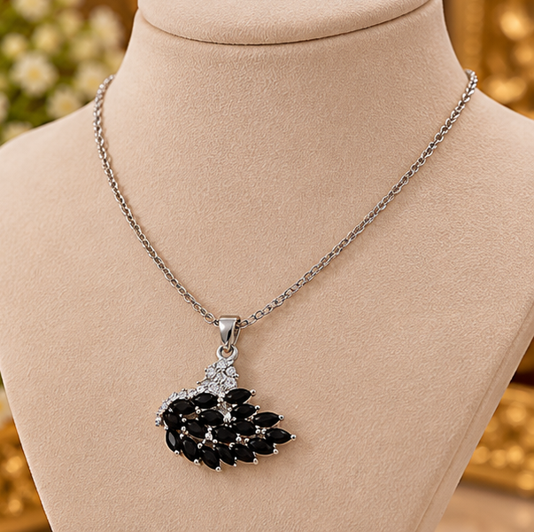Elegant Swan Stainless Steel Black Necklace