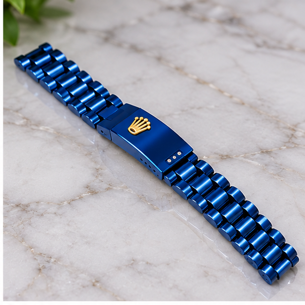 Rolex Men's Blue Stainless Steel Bracelet