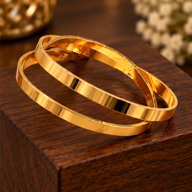 Golden bangles for girls Stainless Steel Kara Set for Women
