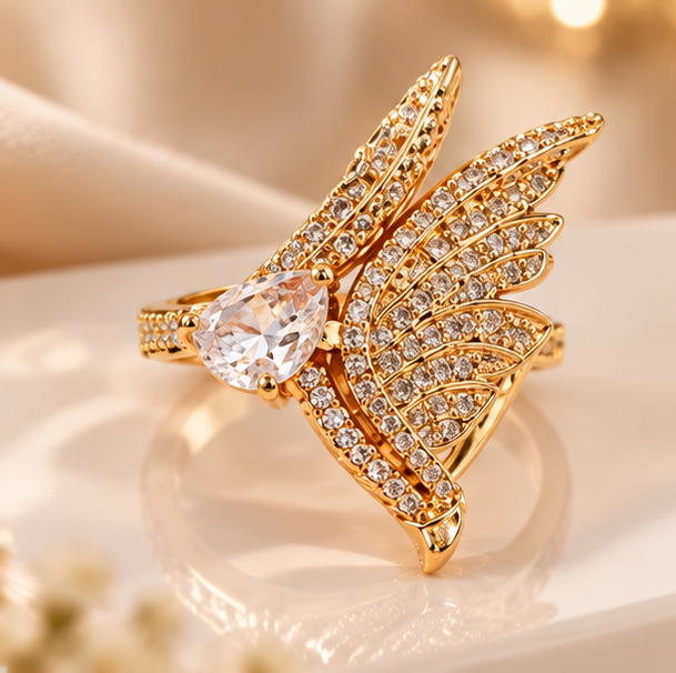 Ring for Women China Golden– Elegant Fashion Jewelry Stylish Party Wear Ring