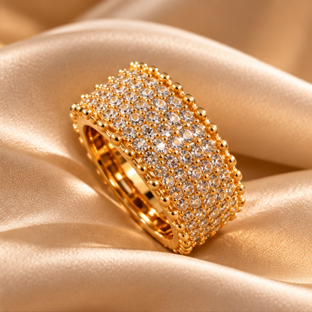 Ring for Women  Gold Tone Wide Band