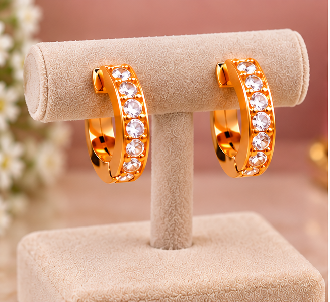 Stylish Crystal Stone Hoop Earrings pack of 1