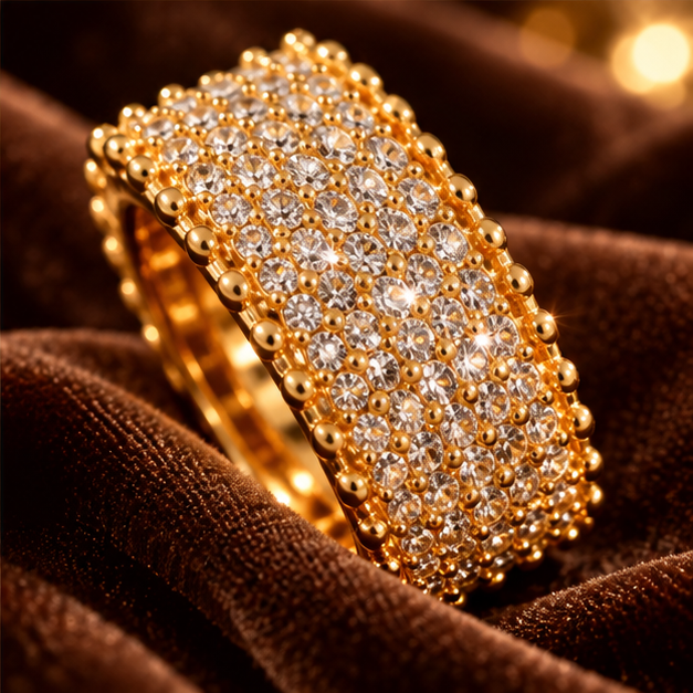 Ring for Women  Gold Tone Wide Band