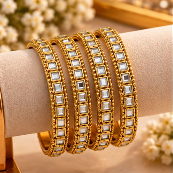 Elegant Kundan Gold Bangles
