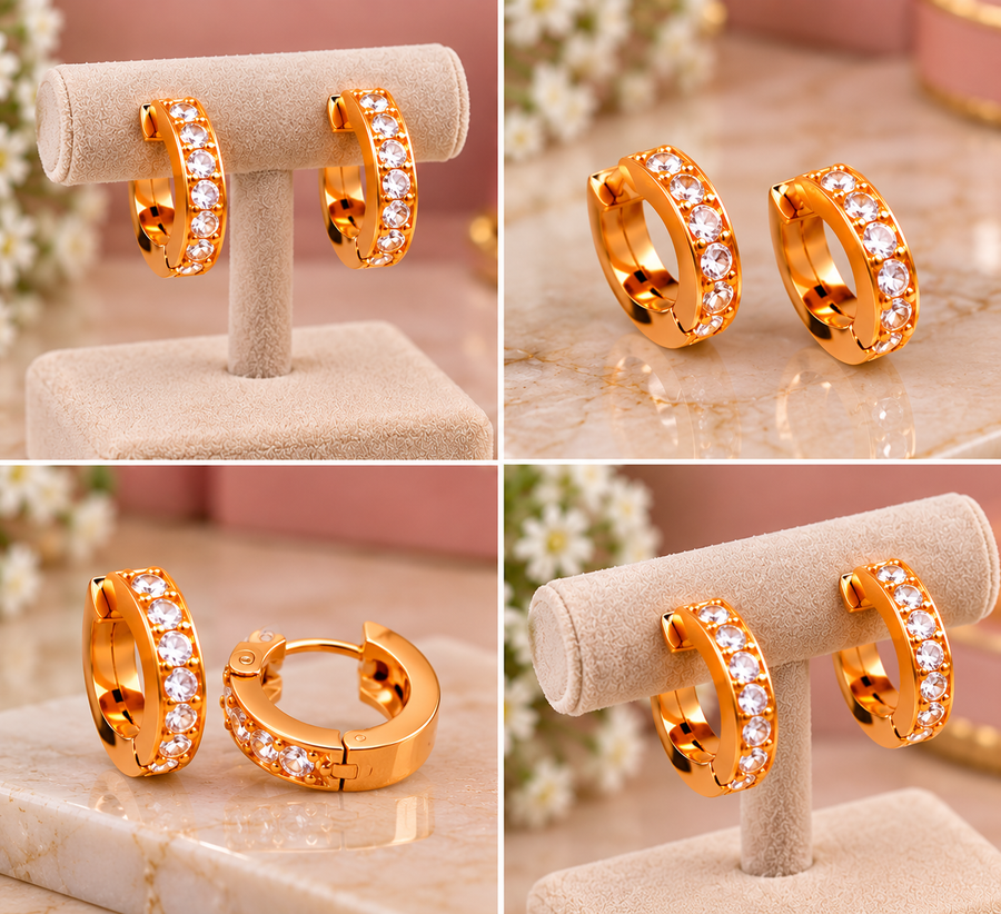 Stylish Crystal Stone Hoop Earrings pack of 1