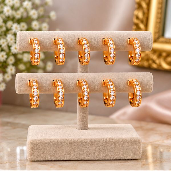 Stylish Crystal Stone Hoop Earrings pack of 6
