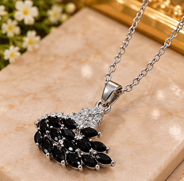 Elegant Swan Stainless Steel Black Necklace