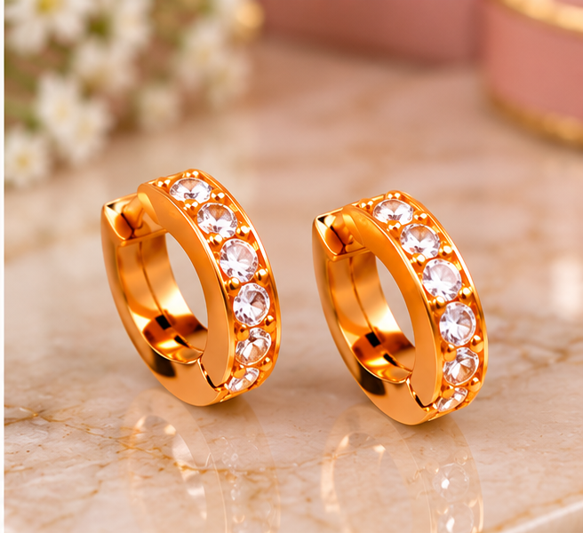 Stylish Crystal Stone Hoop Earrings pack of 1
