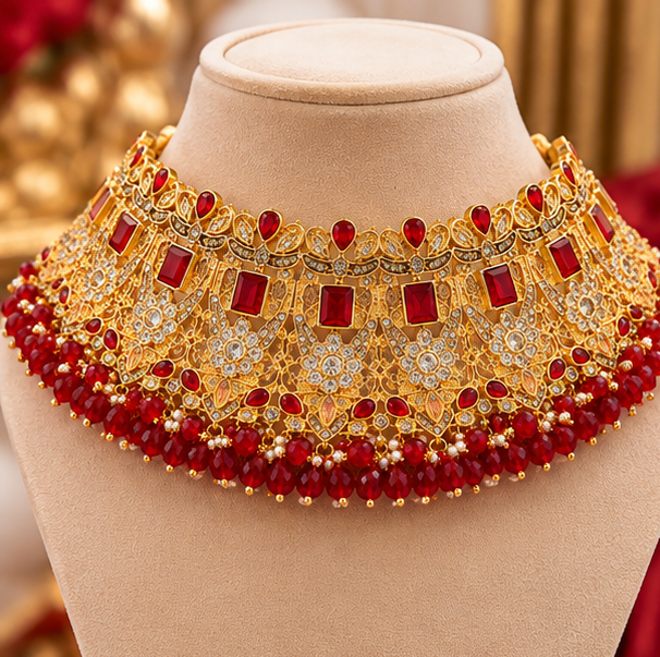 Royal Red Ruby Bridal Jewelry Set