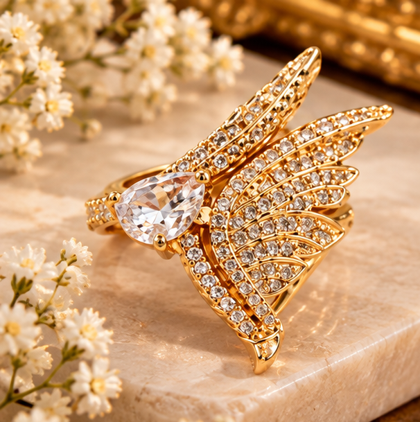 Ring for Women China Golden– Elegant Fashion Jewelry Stylish Party Wear Ring