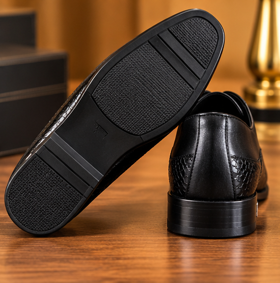 MOCHI Shoes For  Men’s Genuine Leather Black Formal Shoes – Premium Crocodile-Texture Lace-Up Oxford Shoes