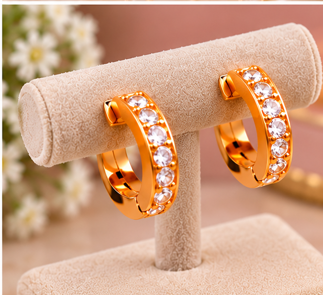 Stylish Crystal Stone Hoop Earrings pack of 1