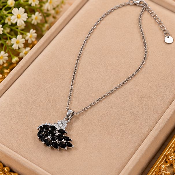 Elegant Swan Stainless Steel Black Necklace