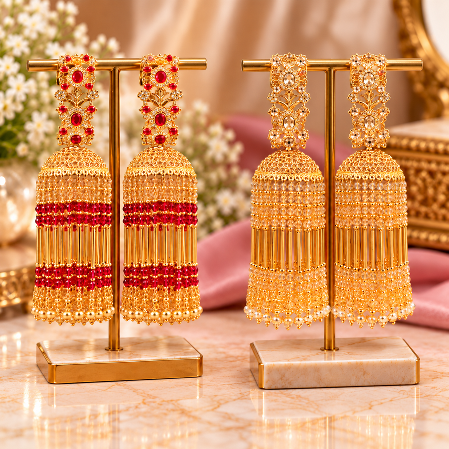 Golden Traditional Bangles with Sparkling Stones
