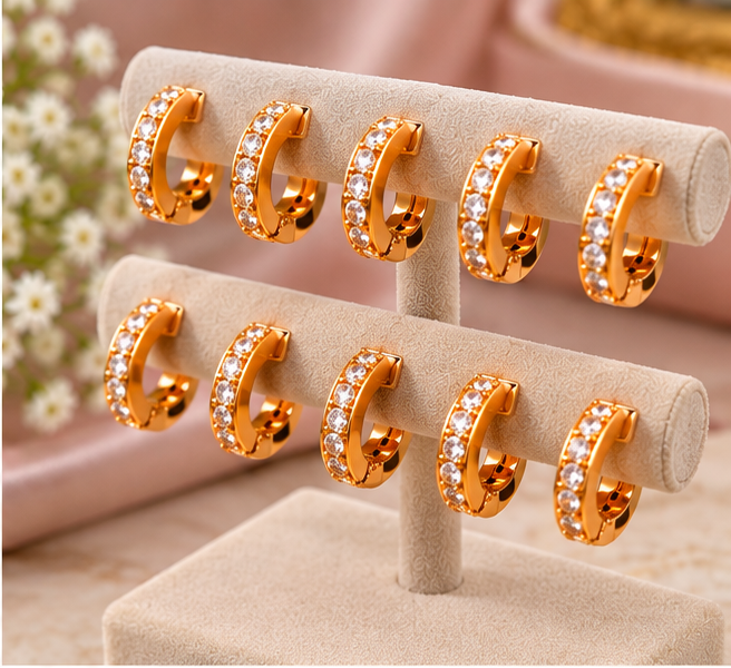 Stylish Crystal Stone Hoop Earrings pack of 6
