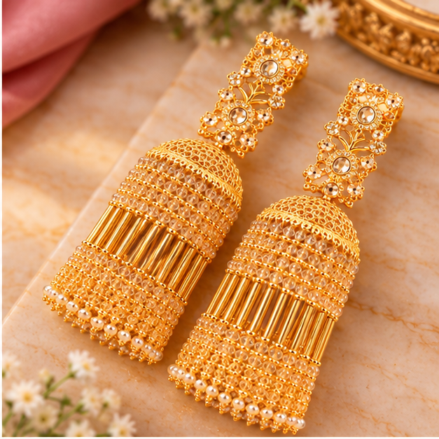 Golden Traditional Bangles with Sparkling Stones
