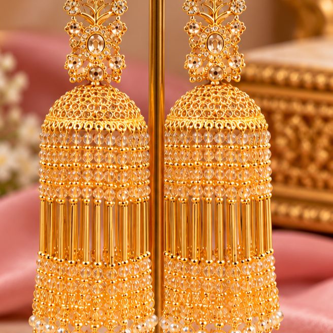 Golden Traditional Bangles with Sparkling Stones
