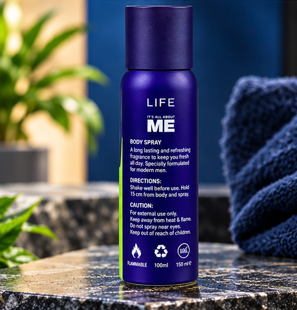 Me Life Gas Free Spray, For Men, 120ml