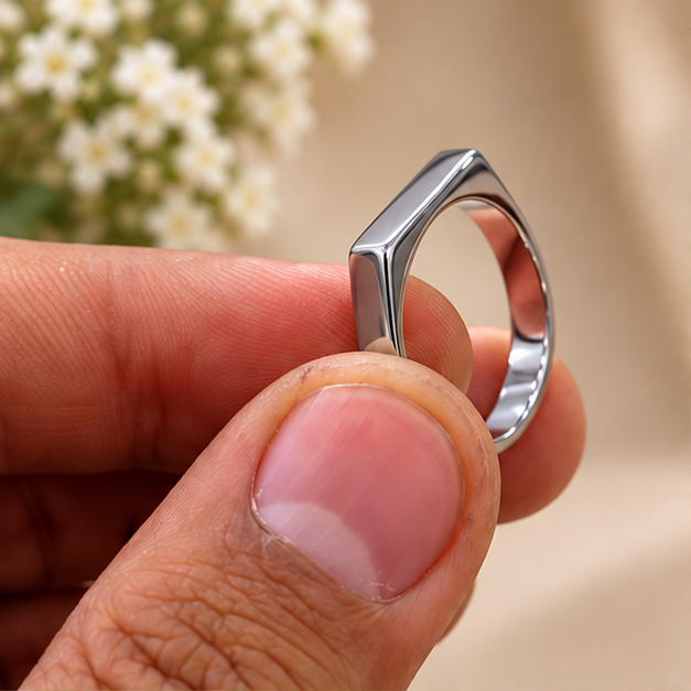 Silver Ring for man and woman Stainless Steel Engraved Fashion Band