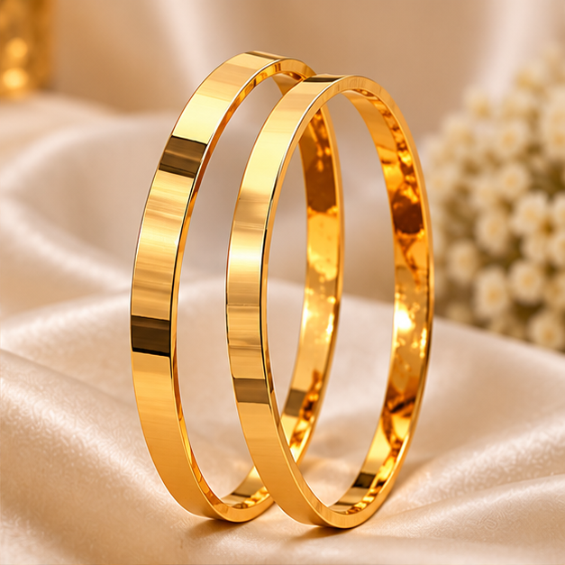 Golden bangles for girls Stainless Steel Kara Set for Women