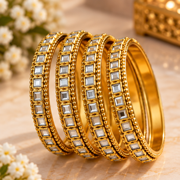 Elegant Kundan Gold Bangles