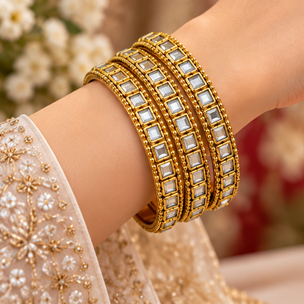 Elegant Kundan Gold Bangles