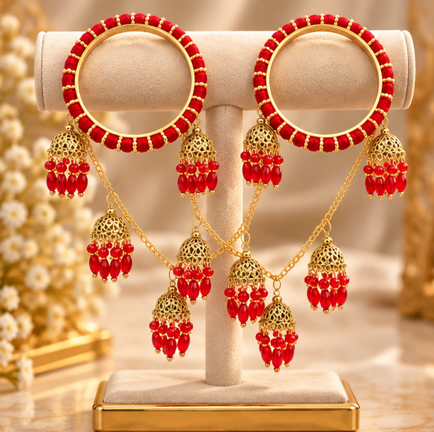 Traditional Bridal Red & Gold Kaleera