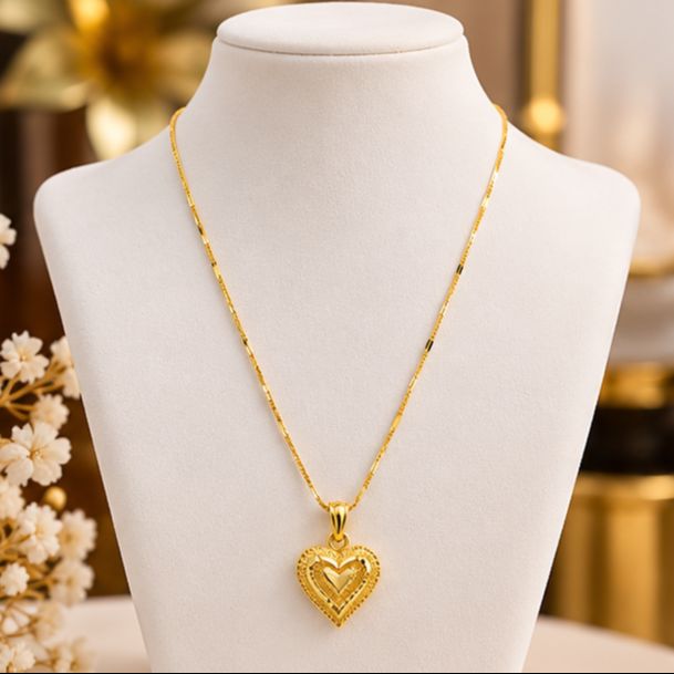 Heart Pendant Necklace for Women Stainless Steel Golden