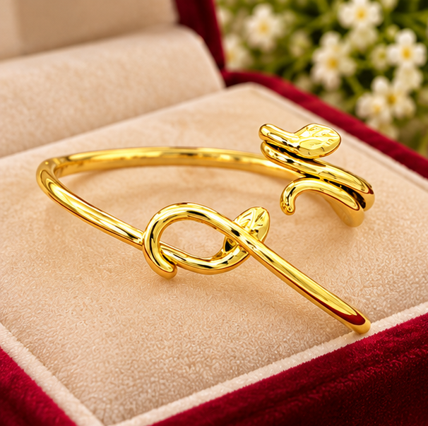 Elegant Snake Hand Cuff with Matching Ring